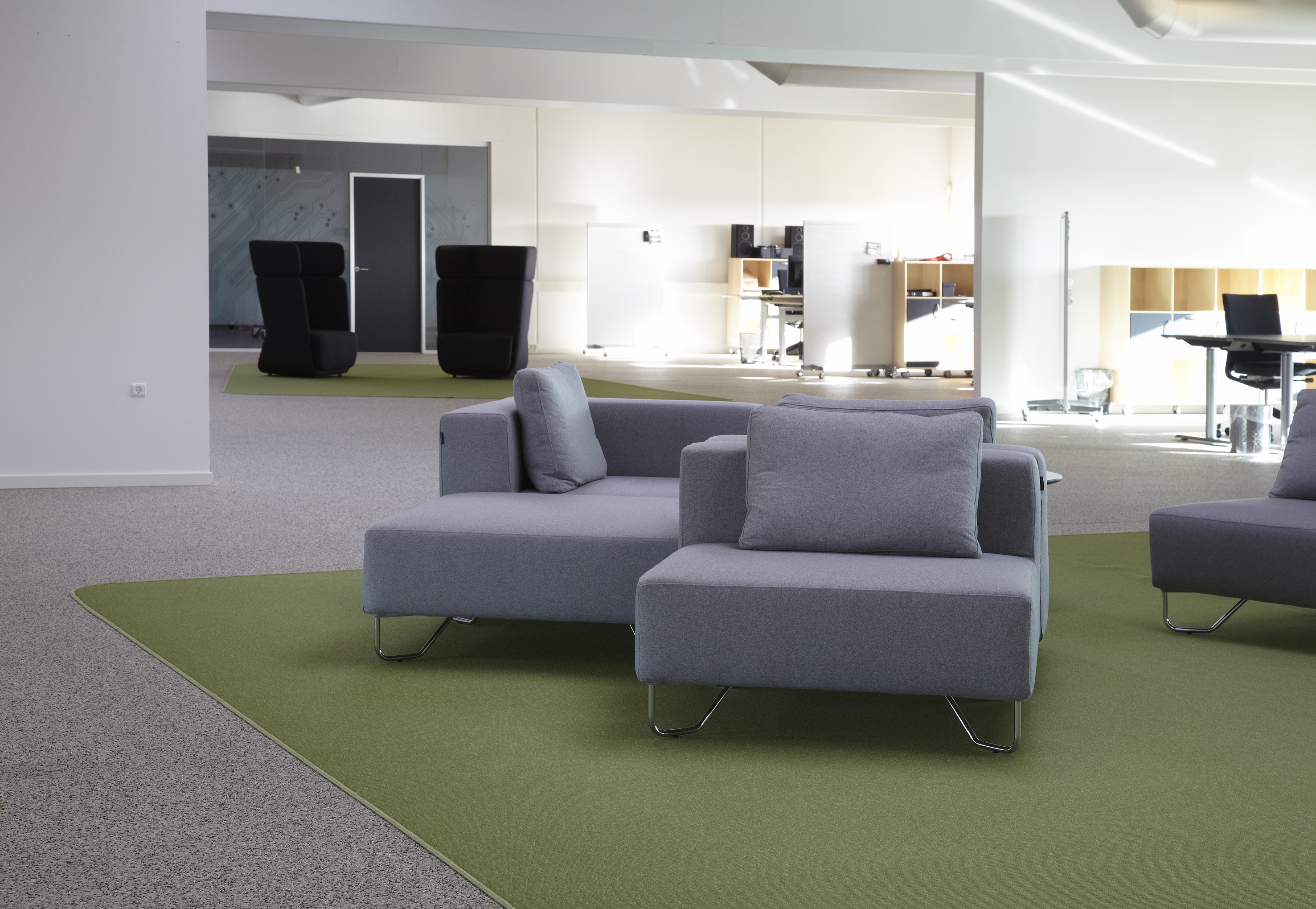 afpasset Fraster tæppe grøn på kontor